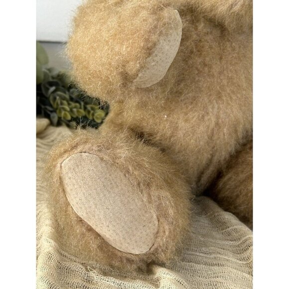17” Vintage Mohair Jointed Teddy Bear‎ Suede Leather Pads Plastic Nose Blonde - Picture 3 of 8